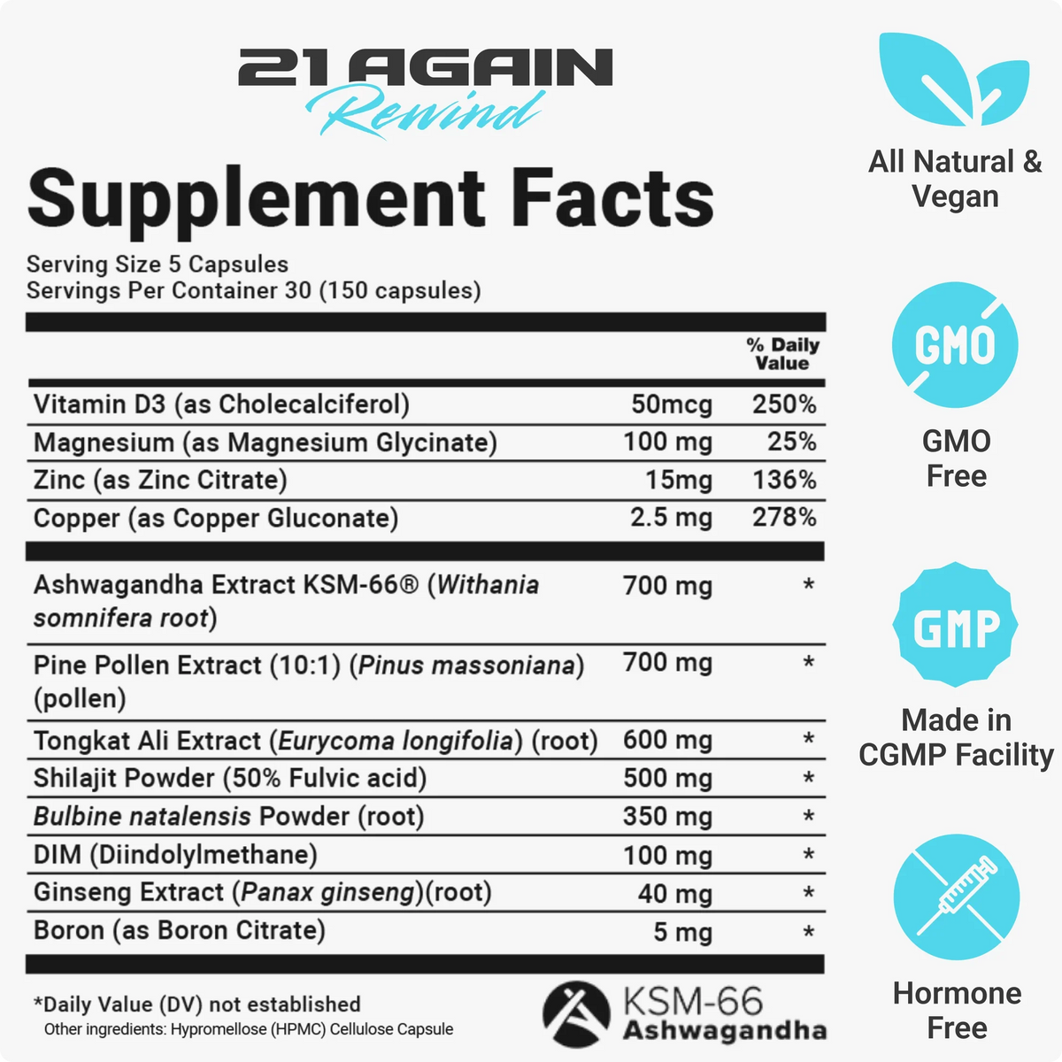 21 Again Rewind Natural Testosterone Booster