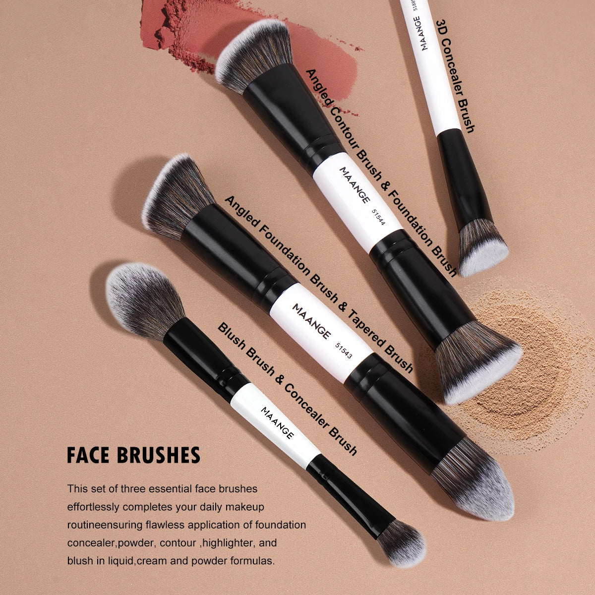 MAANGE Makeup Brushes 6Pcs Professional Synthetic Makeup Brush Set Foundation Concealer Kabuki Face Travel Makeup Brushes set