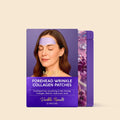 Packaging of Forehead Wrinkle Collagen Patches with a woman wearing a patch on her forehead.