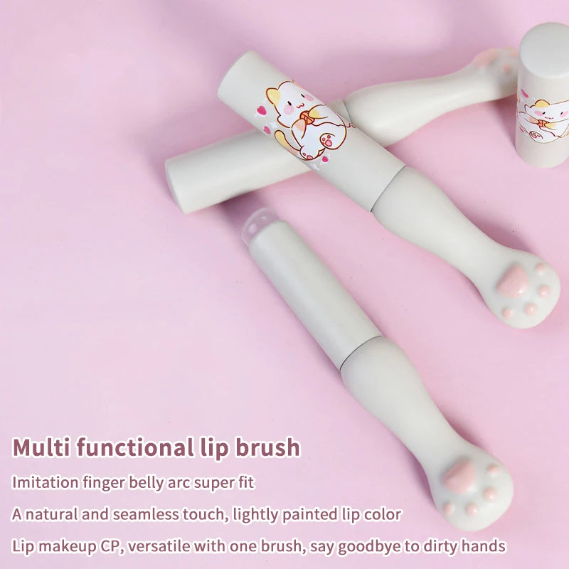 Silicone Lip Brush With Cover Angled Concealer Brushes Lip Balm Lip Gloss Angled Head Concealer Brushes Cat Paw Make Up Brushes