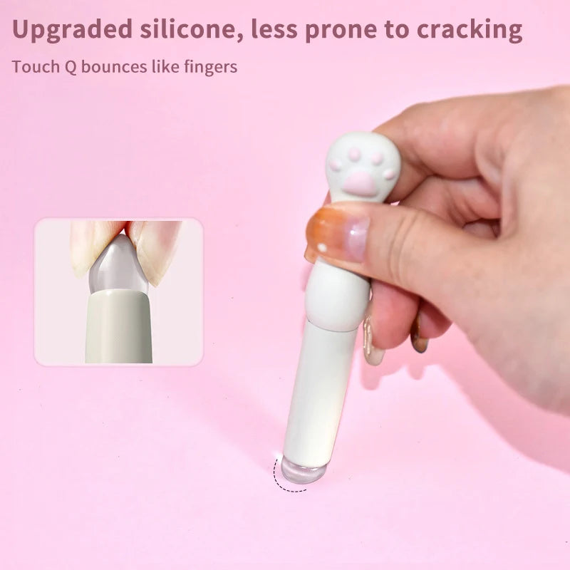 Silicone Lip Brush With Cover Angled Concealer Brushes Lip Balm Lip Gloss Angled Head Concealer Brushes Cat Paw Make Up Brushes