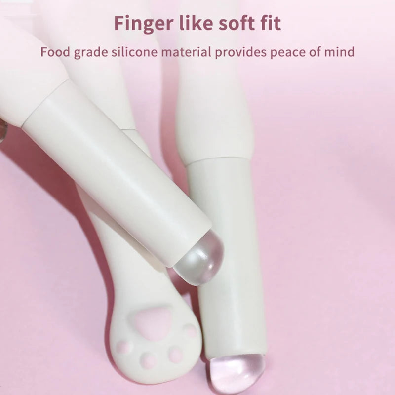 Silicone Lip Brush With Cover Angled Concealer Brushes Lip Balm Lip Gloss Angled Head Concealer Brushes Cat Paw Make Up Brushes